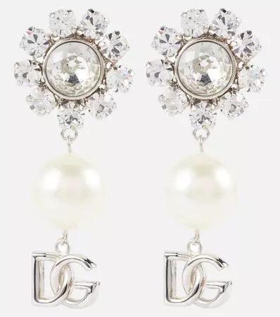 Dolce&Gabbana - Embellished logo earrings with pearls | Mytheresa