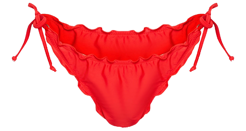 PLT- red frill edge ruched back bikini bottoms
