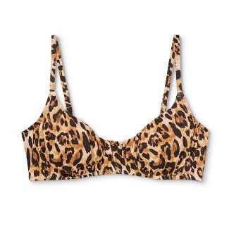 Women's Pleated Front Bralette Bikini Top - Shade & Shore™ Brown Animal Print : Target