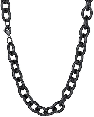 Men Big Circle Chain Street Punk Jewelry 13mm Thick Black Gun Plated Chunky Chain Necklace 30-Inch | Amazon.com