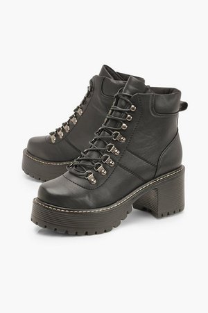 Chunky Platform Block Heel Hiker Boots | Boohoo