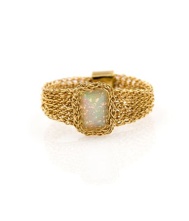 18k Rectangular Opal Lace Ring - Audry Rose
