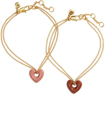 Enamel Heart Chain Friendship Bracelet Set