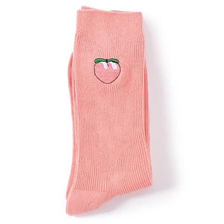peach embroidered socks