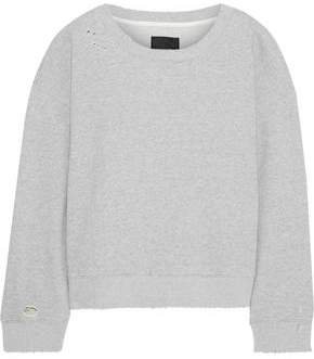 Distressed Melange French Cotton-terry Sweatshirt