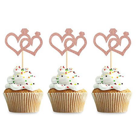 Amazon.com: Keaziu 48 PCS Rose Gold Heart Cupcake Toppers Love Cupcake Picks for Wedding Bridal Anniversary Baby Shower Party Decorations Supplies : Grocery & Gourmet Food