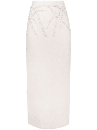 Loulou pearl embroidered pencil skirt