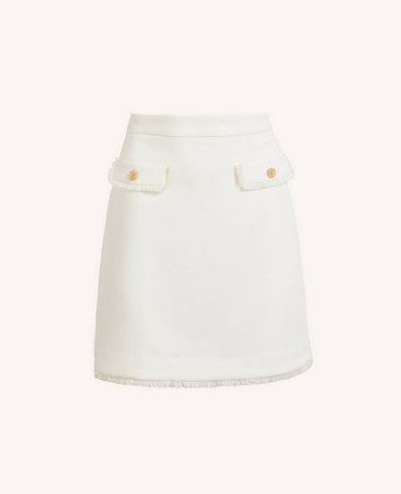 Curvy Fringe Button Pocket Skirt | Ann Taylor