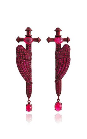 Scarlet Empress Ruby Cross Earrings By Lydia Courteille | Moda Operandi