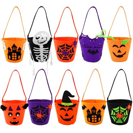 EOOUT 10Pack Halloween Felt Trick or Treat Bags Portable Candy Bag Gift Bag for Kids Girls Boys [1541029774-435564] - $10.35
