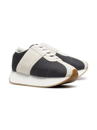 Marni grey and white 40 suede panel flatform sneakers