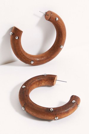 Wooden Stud Hoop Earrings | Free People
