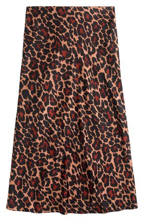 J.Crew Leopard Print Pull-On Slip Skirt | Nordstrom