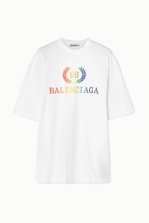 Balenciaga | Laurier oversized embroidered cotton-jersey T-shirt | NET-A-PORTER.COM