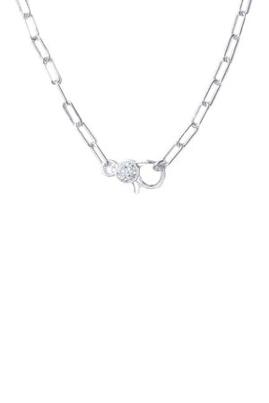 ADORNIA | White Rhodium Plated Sterling Silver Crystal Clasp Paperclip Link Necklace | Nordstrom Rack
