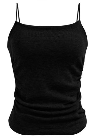 Square Neck Sleeveless Ribbed Knit Top in Black - Retro, Indie and Unique  Fashion