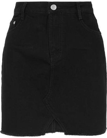 Distressed Denim Mini Skirt - Black
