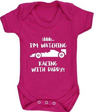 Hippowarehouse Shhh. I'm Watching Racing with Daddy!! Baby Vest Bodysuit (Short Sleeve) Boys Girls: Amazon.co.uk: Clothing