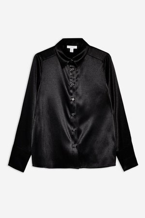 Black Satin Button Down Shirt | Topshop