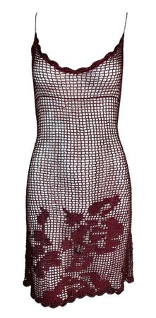 1994 Dolce & Gabbana Sheer Burgundy Knit Mini Dress | My Haute Wardrobe