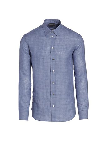 Shop Emporio Armani Button-Front Linen Shirt | Saks Fifth Avenue