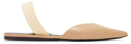 Point Toe Leather Slingback Flats - Womens - Nude