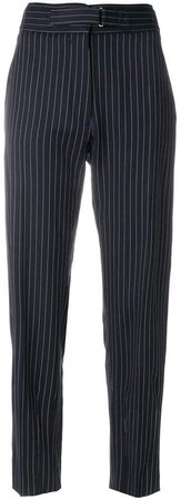 pinstriped tailored trousers