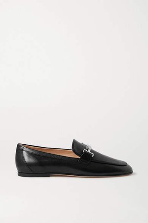 Embellished Leather Loafers - Black