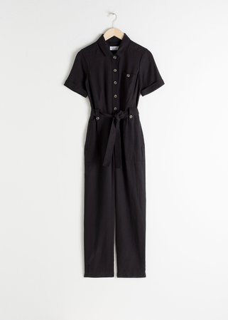 Belted Lyocell Jumpsuit - Black - Jumpsuits & Playsuits - & Other Stories