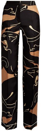 VALENTINO Panther-print wide-leg trousers