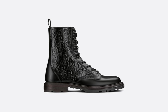 Dior Explorer Boot II Black Dior Oblique Embossed Smooth Calfskin - Shoes - Man | DIOR