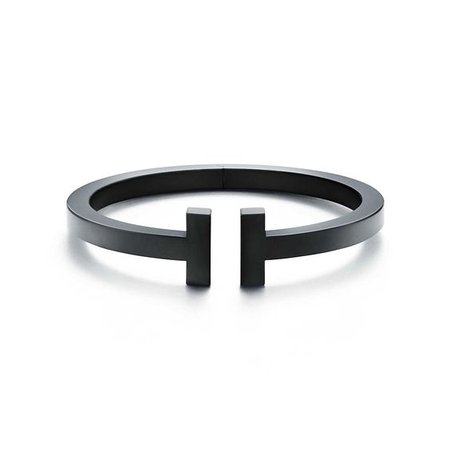 Tiffany T square bracelet in black-coated steel, medium. | Tiffany & Co.