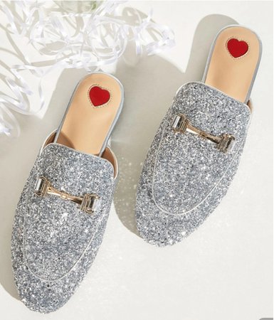 Shein Silver Glitter Loafers