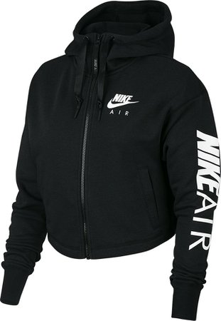 Nike Womens Sportswear Air Fleece Hoodie Full Zip Black White I Landau