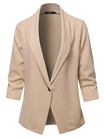 SSOULM Women's 3/4 Sleeve Lightweight Work Office One Button Blazer Jacket with Plus Size at Amazon Women’s Clothing store:
