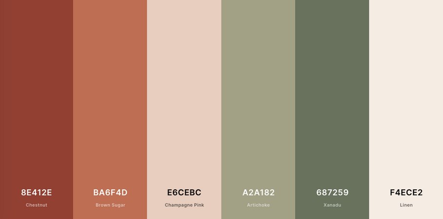 terracotta green and ivory color palette