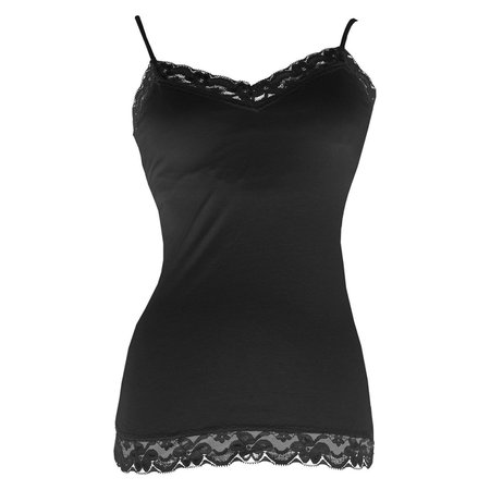 black tank top or cami with lace trimming