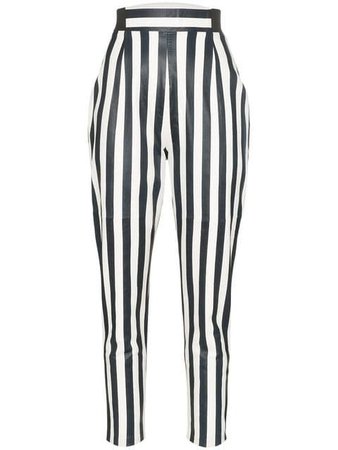 Skiim Elli striped high-waisted leather trousers £1,300 - Shop SS19 Online - Fast Delivery, Free Returns