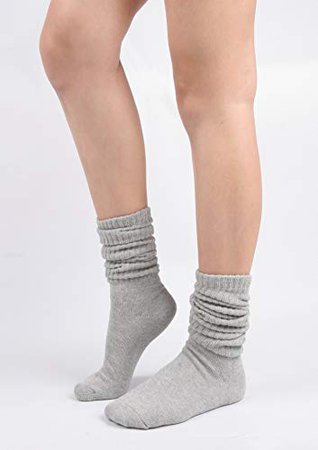 Women's Fall Winter Slouch Knit Socks (Basic Cotton Knit_Rib_4Pair) at Amazon Women’s Clothing store: