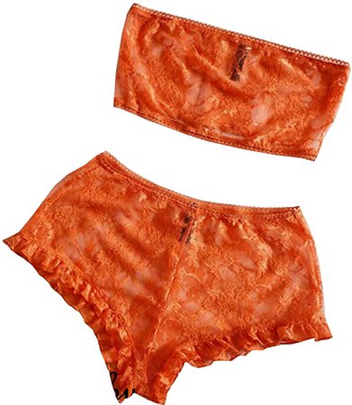 Women Sexy Lace Lingerie Nightwear Two Piece Babydoll Bra Panty Underwear Set at Amazon Women’s Clothing store