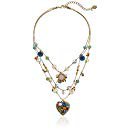 Betsey Johnson Heart Stone Frontal Necklace, Opal, One Size: Clothing