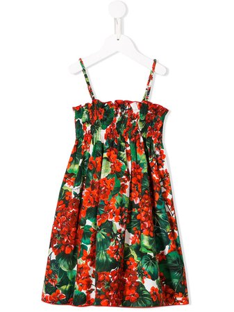 Dolce & Gabbana Kids Ruched Floral Dress