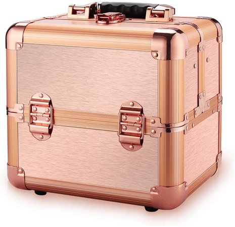 Amazon.com : Ovonni Professional Portable Small Makeup Train Case, Artist Lockable Aluminum Cosmetic Organizer Storage Box with Compartments (Rosegold 1) : Gateway