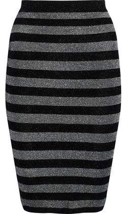 Metallic Striped Wool-blend Skirt