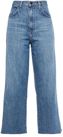 Joan Cropped Metallic-trimmed High-rise Wide-leg Jeans