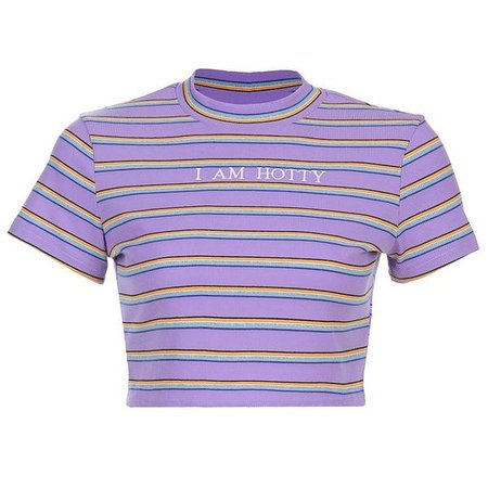 Purple I Am Hotty Crop Top Cropped Belly T-Shirt | DDLG Playground
