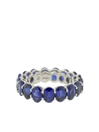 Shop blue BAYCO platinum oval blue sapphire eternity ring with Express Delivery - Farfetch