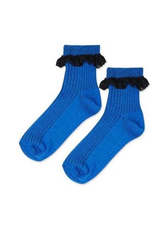 blue black ruffle socks