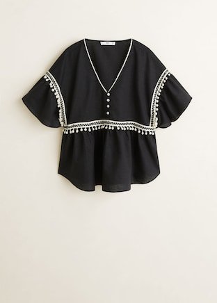 Pompoms embroidered blouse - Women | Mango USA