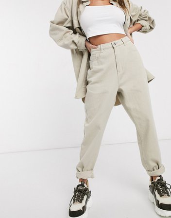Missguided co-ord riot mom jeans in stone | ASOS